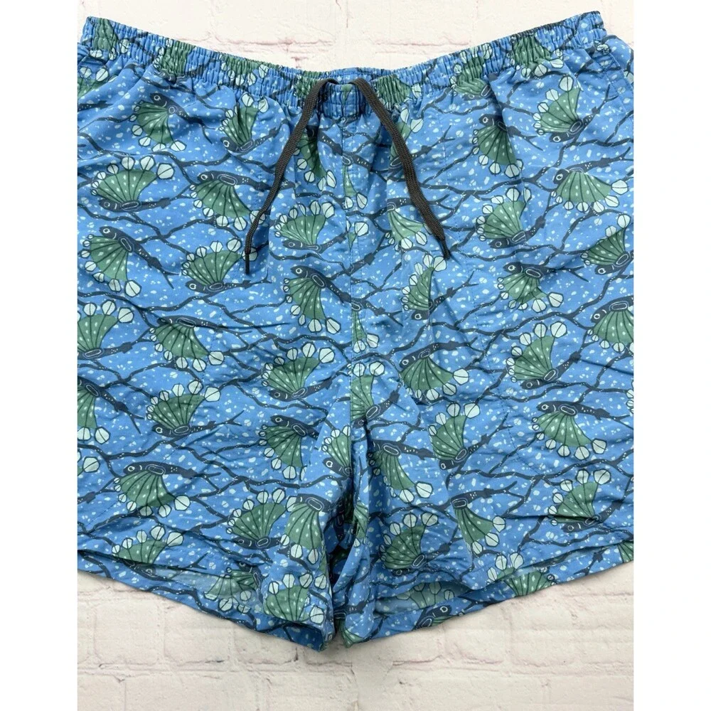 Patagonia Swim Trunks Shorts Men’s Blue Fish Y2K Print Mesh Lined XL